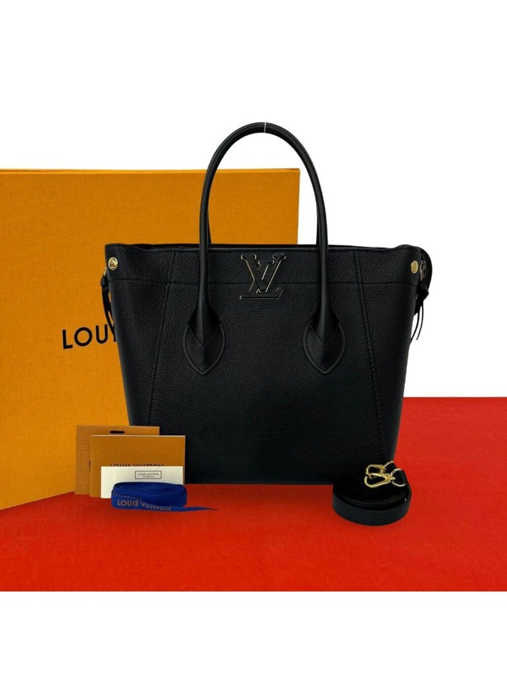 Louis Vuitton Freedom Leather 2-Way Shoulder Bag Tote Black